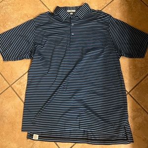 Peter Millar blue and black striped polo. Worn twice.